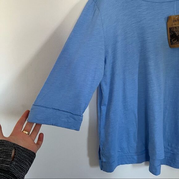 NEW ✨ Habitat Cuffed Boat-Neck Top In Vista Blue Small - Picture 6 of 9